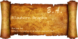 Blauhorn Aranka névjegykártya